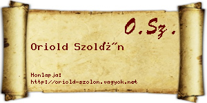 Oriold Szolón névjegykártya